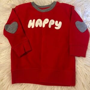 Toddler boy red 'Happy' Sweatshirt with Gray Accents
